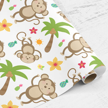Monkey Palm Tree Wrapping Paper Roll Or Folded, 3 of 3