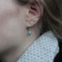 Silver And Turquoise Mini Hoop Earrings, thumbnail 1 of 4