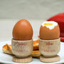 Personalised Good/Bad Egg Wooden Egg Cups, thumbnail 1 of 2