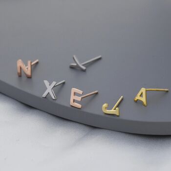 One Small Initial Letter Stud Earring In Sterling Silver, 4 of 9