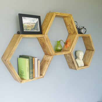 Hexagon Wooden Shelf, 6 of 9