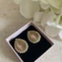 Peach Gold Pearl Stud Earrings, thumbnail 2 of 5