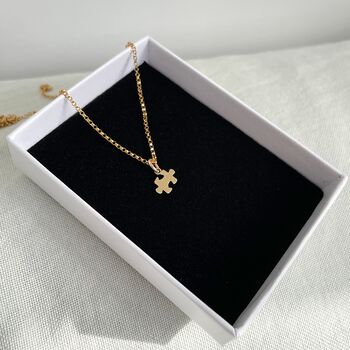 Tiny Jigsaw 'Missing Piece' Charm Rolo Chain Necklace, 2 of 4