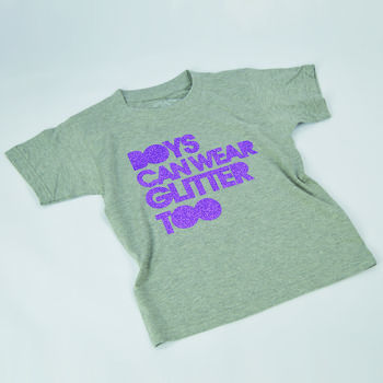'Boys Can Wear Glitter Too' Boys Glitter T Shirt, 3 of 5