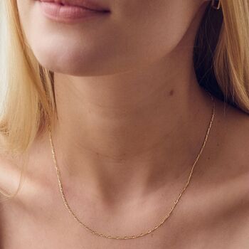9ct Yellow Gold Solid Figaro Diamond Cut Chain 18 Inch, 2 of 4