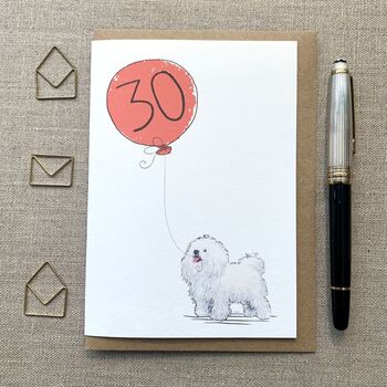 Personalised Bolognese Dog Birthday Card, 2 of 5