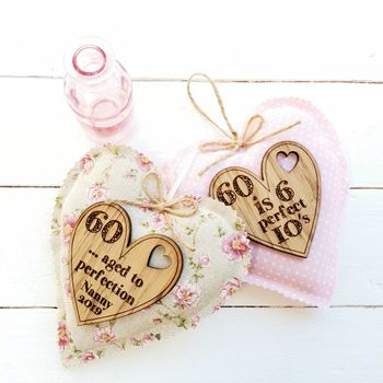 40th Birthday Fabric Heart With Oak Message, 5 of 7