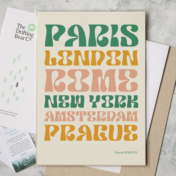 Personalised Travel Locations Typographic Print, 3 of 5