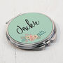 Personalised Name Green Floral Round Compact Mirror, thumbnail 5 of 6