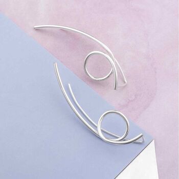 Sterling Silver Loop Drop Earrings, 4 of 7