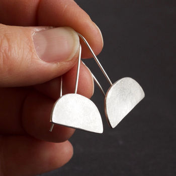 Minimalist Recycled Silver Handmade Drop Earrings, 8 of 12