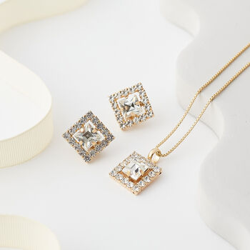 Swarovski Crystal Square Necklace And Earrings Set, 5 of 6