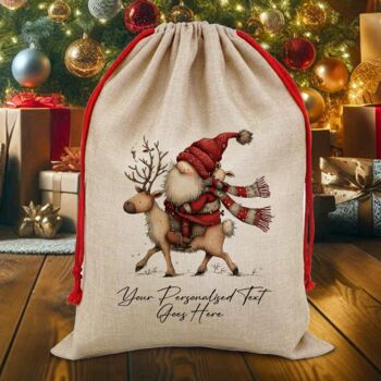 Personalised Christmas Gonk Gnome Gift Sack, 10 of 12