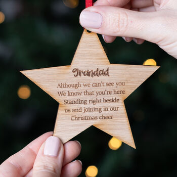 Personalised Wooden Christmas Star Memorial Bauble, 2 of 7
