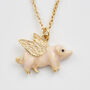 Gold Flying Pig Enamel Necklace, thumbnail 3 of 8