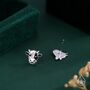 Dairy Cow Stud Earrings In Sterling Silver, thumbnail 4 of 11