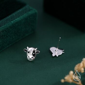 Dairy Cow Stud Earrings In Sterling Silver, 4 of 11