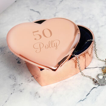 Personalised Age Rose Gold Heart Shaped Trinket Box, 3 of 4