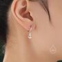 Anchor Huggie Hoop Earrings In Sterling Silver, thumbnail 7 of 11