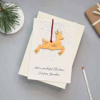 Personalised Engraved Keepsake Reindeer Christmas Card, 3 of 4