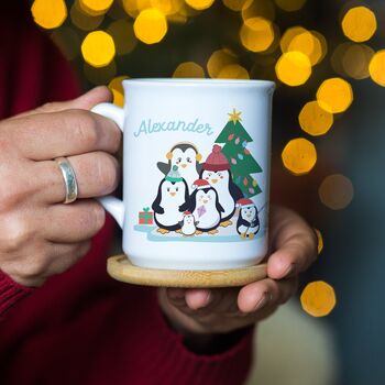 Personalised Penguin Family Christmas Mug, 3 of 3