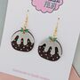 Christmas Pudding Glitter Resin Earrings, thumbnail 3 of 4