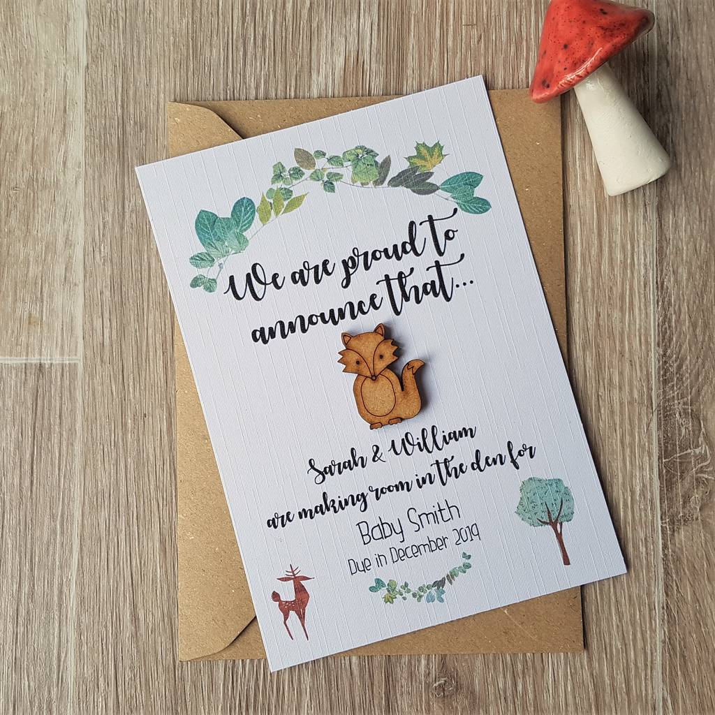 Woodland Pregnancy And Baby Announcement Postcard, 1 of 8