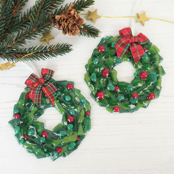 Handmade Glass Wreath Christmas Tree Decoration, 3 of 6