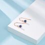 Tiny Sapphire Blue Cz Drop Earrings In Sterling Silver, thumbnail 4 of 9