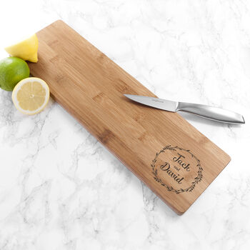 Personalised Couple's Wreath Bamboo Serving Board, 5 of 5