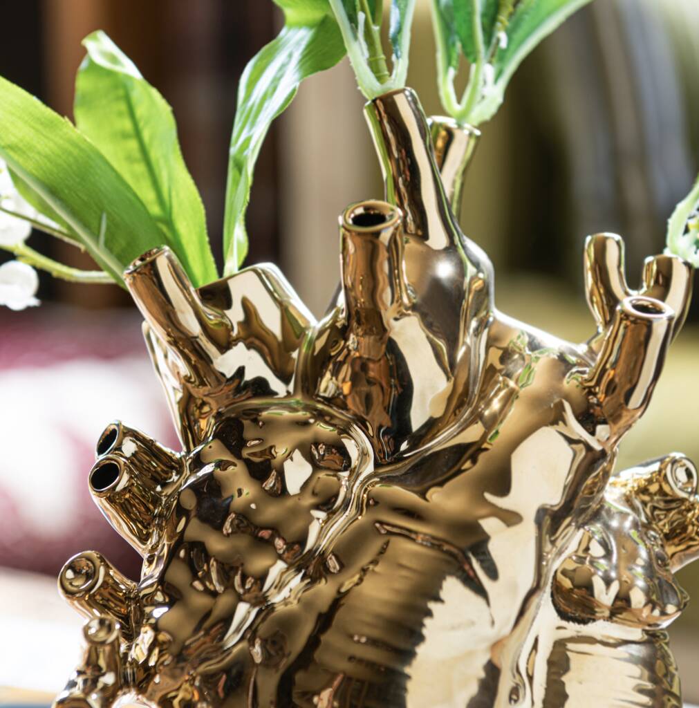 Seletti Porcelain Gold Realistic Heart Vase By The Best Room