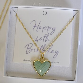 Happy Birthday Moonstone Heart Pendant Necklace Gift For Her, 4 of 7