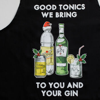 'Good Tonics We Bring' Gin Christmas Apron, 3 of 5