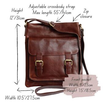 Leather Crosbody Bag, Brown, 6 of 6