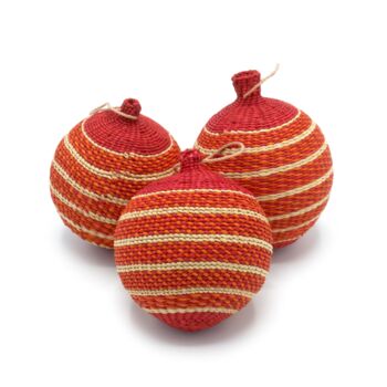 Orange And Red Christmas Baubles Pack Of Three, 2 of 7