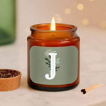 Alphabet Initial Candle • A Z • Scented Brown Glass Jar Candle, 4 of 9
