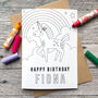 Personalised Unicorn Colour In Birthday Cards, thumbnail 1 of 2
