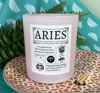 Personalised Aries Horoscope Star Sign Candle, 3 of 11