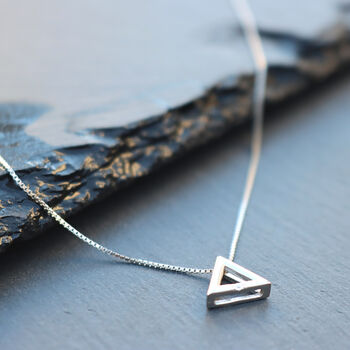 Silver Necklace Inlaid Zircon Triangle Pendant, 4 of 10