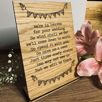 Oak Wedding Guests In Heaven Poem Sign, 3 of 3