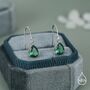 Sterling Silver Emerald Green Pear Cut Cz Drop Earrings, thumbnail 3 of 11