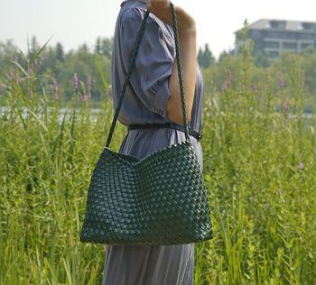 Hand Weaving Vegan Leather Shoulder Bag, 12 of 12