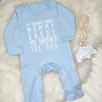 My Favourite Things Personalised Baby Rompersuit, 3 of 6