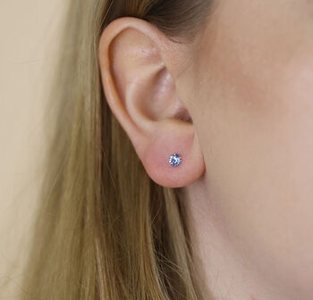Extra Tiny Blue Cz Earrings In Sterling Silver, 4 of 10
