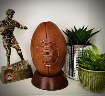 Mini Leather Rugby Ball With Display Stand, 4 of 4
