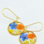 Earrings With Orange And Blue Flowers, thumbnail 2 of 10