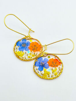Earrings With Orange And Blue Flowers, 2 of 10