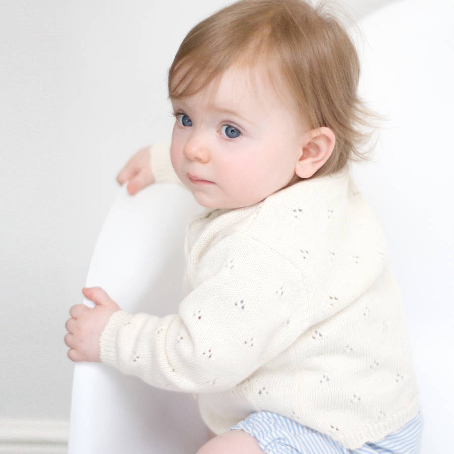 Baby Girl Pointelle Cardigan By Toffee Moon