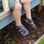 Dotty Fish Navy Soft Leather Baby Sandals With Barefoot Soles, thumbnail 1 of 7