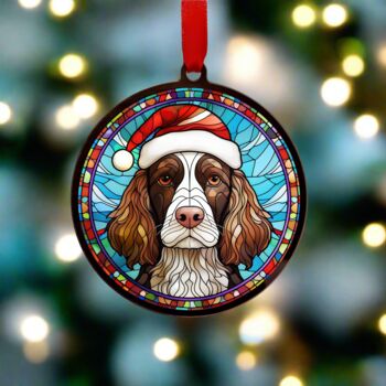 Springer Spaniel In Santa Hat Suncatcher Decoration, 3 of 6